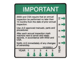 1001223055 Decal, Yearly Inspection | JLG
